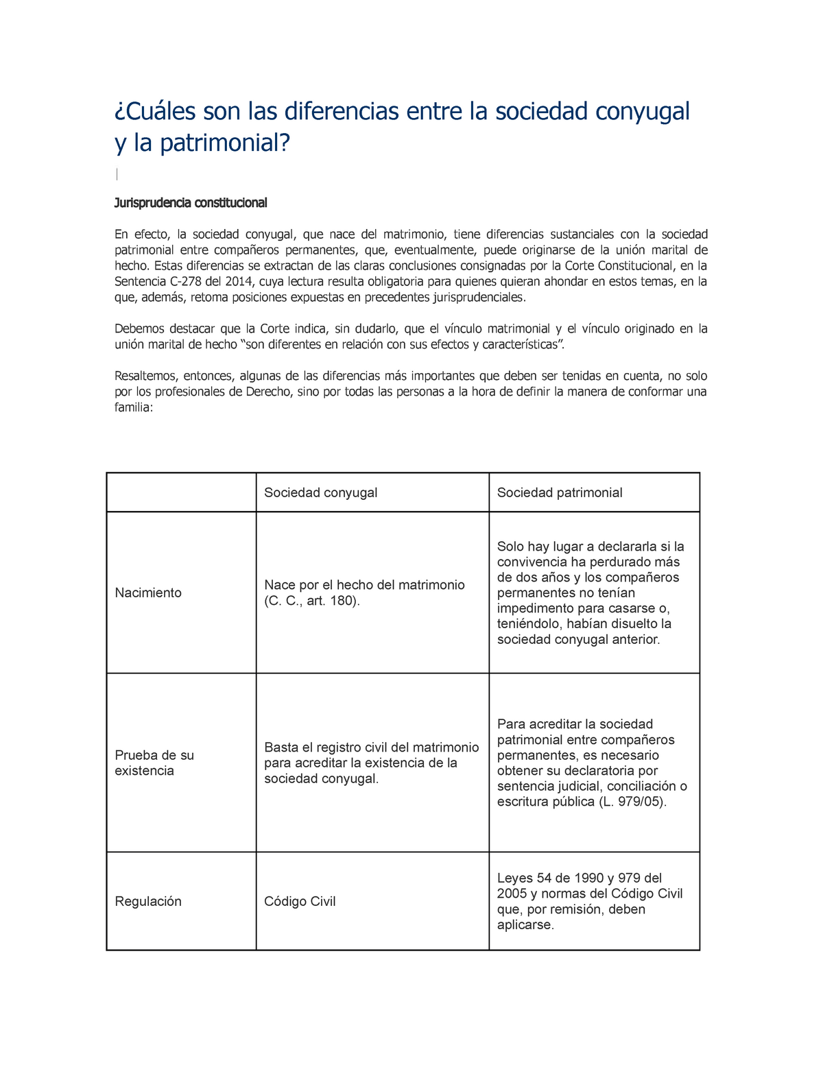 Cuáles Son Las Diferencias Entre La Sociedad Conyugal Y La Patrimonial ¿cuáles Son Las 8113