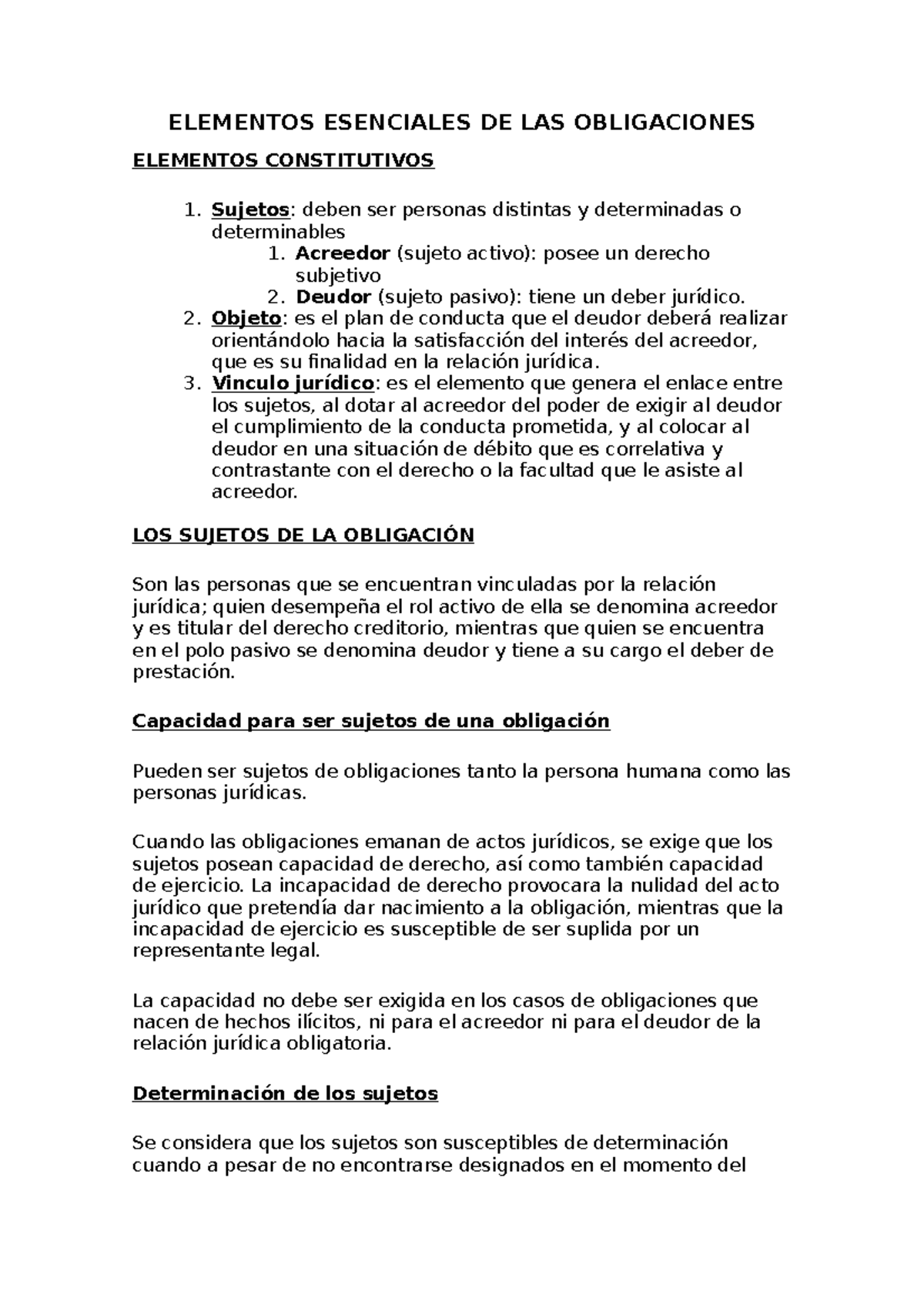 Documentos Esenciales de las Obligaciones - ELEMENTOS ESENCIALES DE LAS ...