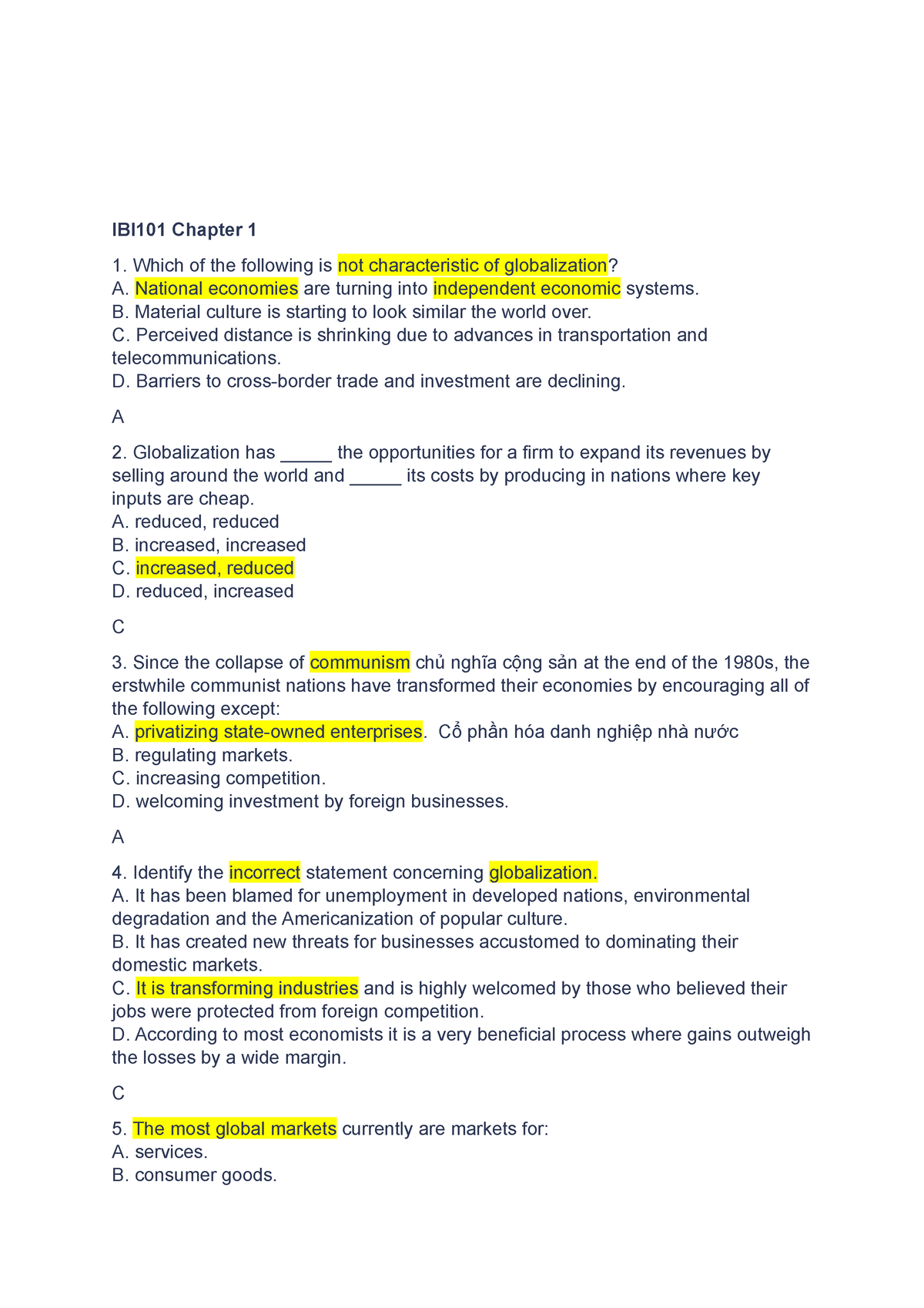 IBI Chapter 1 - Fpt - IBI101 Chapter 1 Which Of The Following Is Not ...