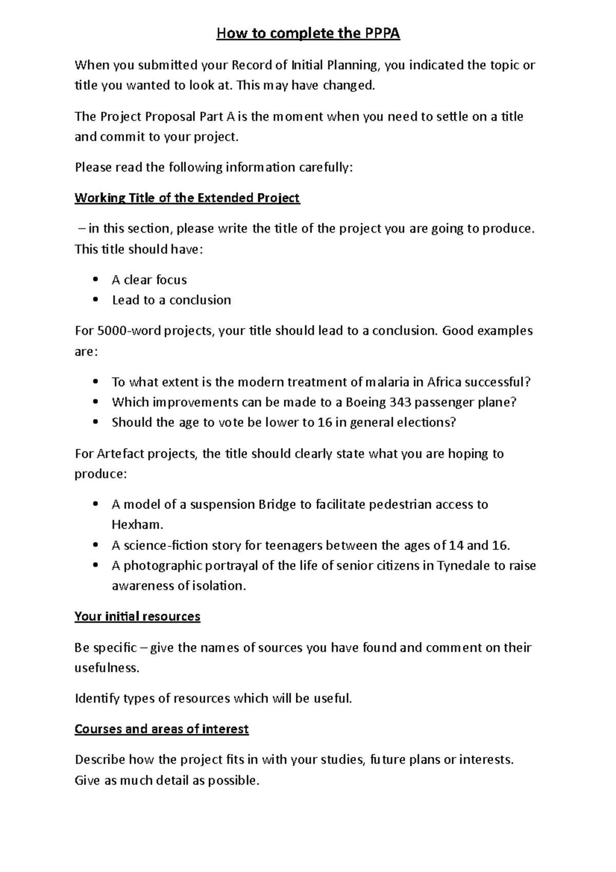 How to complete the Proposal Part A - How to complete the PPPA When you ...