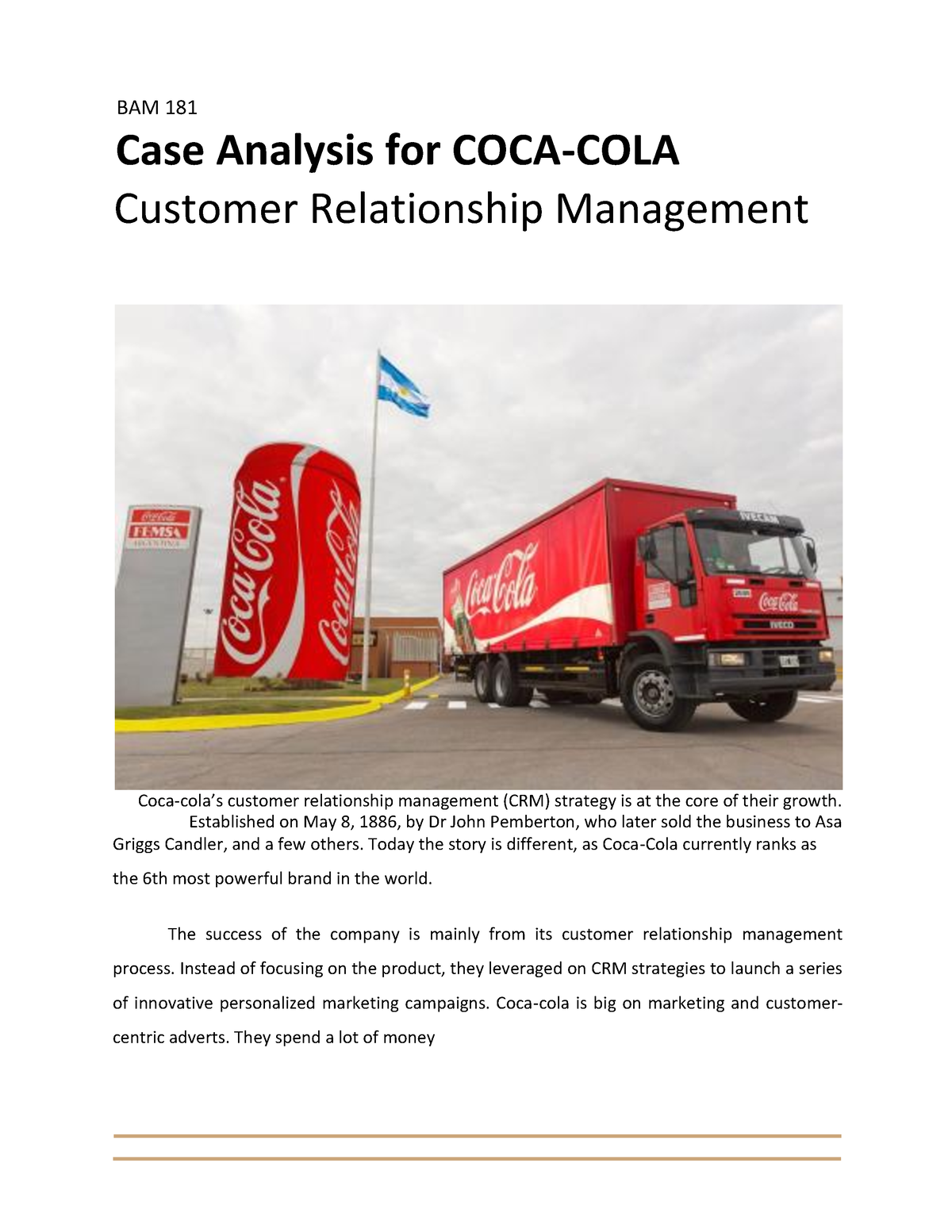 coca cola case study analysis