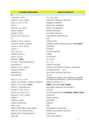 Vokabelliste 1-15 Medias in Res! 5-6 Klasse - Lektion 1 schola -ae f ...