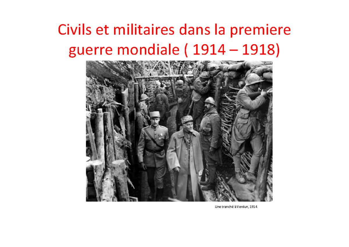 Grande guerre cours actualizado - Civils et militaires dans la premiere