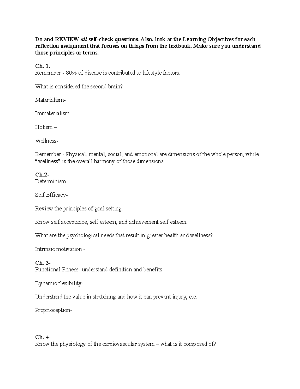 Midterm Review Document - Do and REVIEW all self-check questions. Also ...