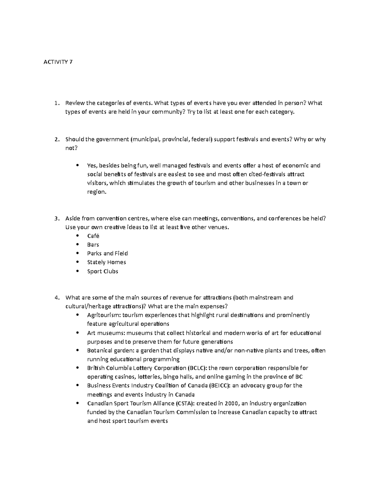 Activity 7 - activities and lecture notes - ACTIVITY 7 Review the ...