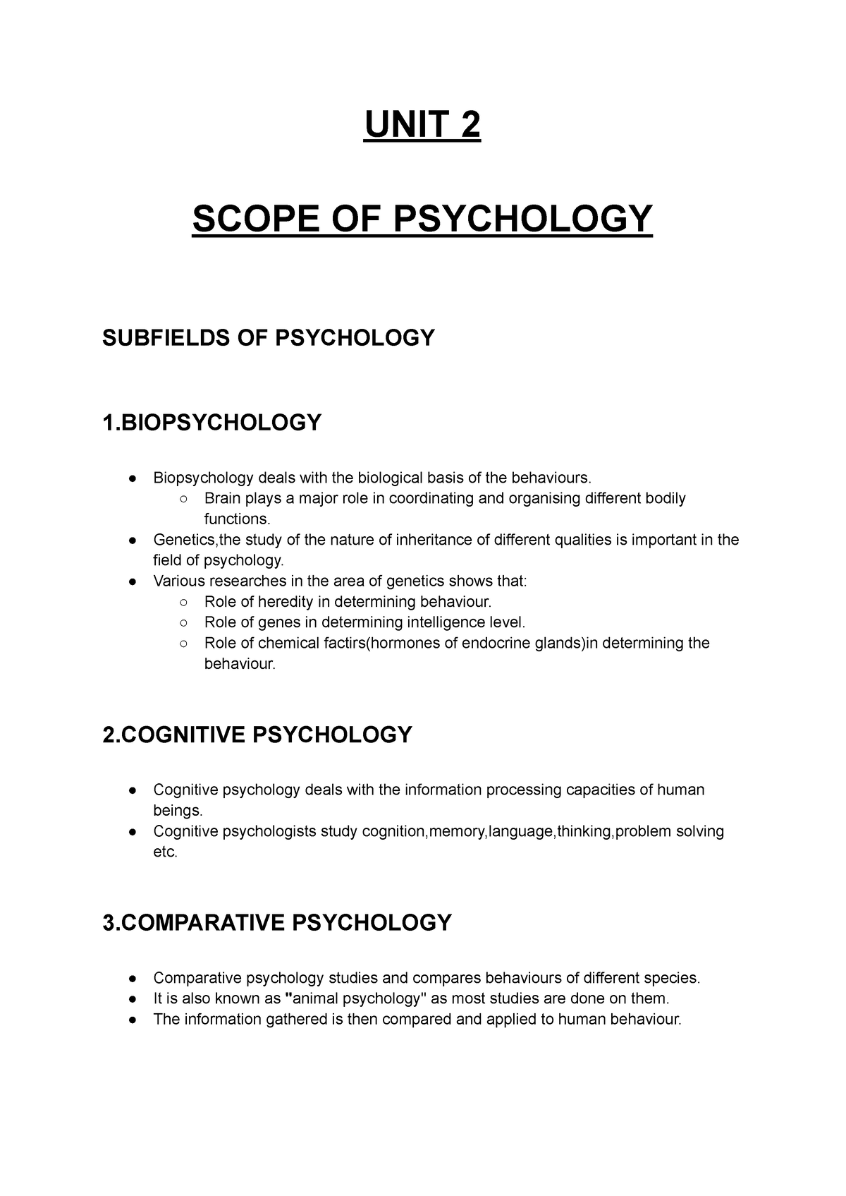 Nature And Scope Of Psychology Notes