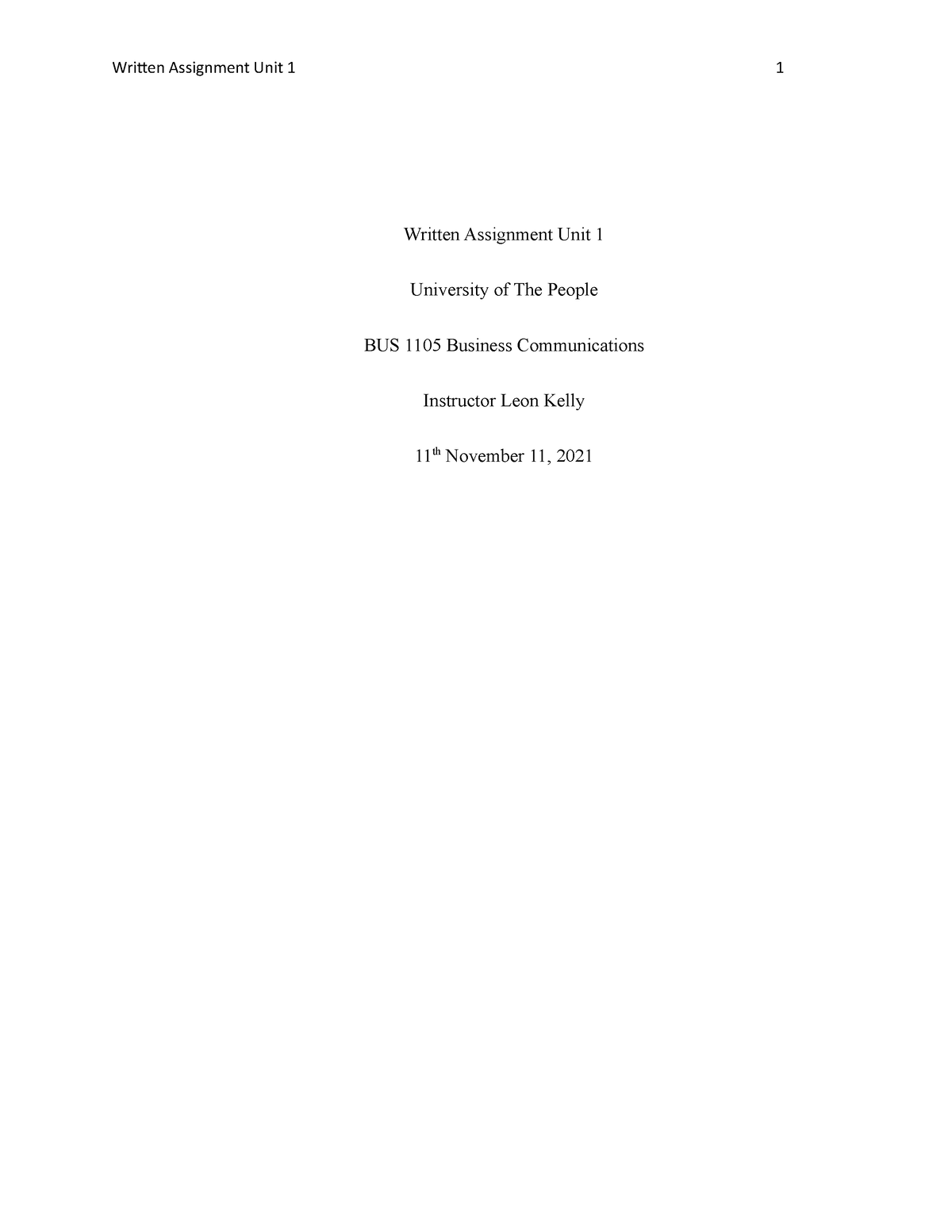 Written Assignment Unit 1 - This paper will discuss the five types and ...