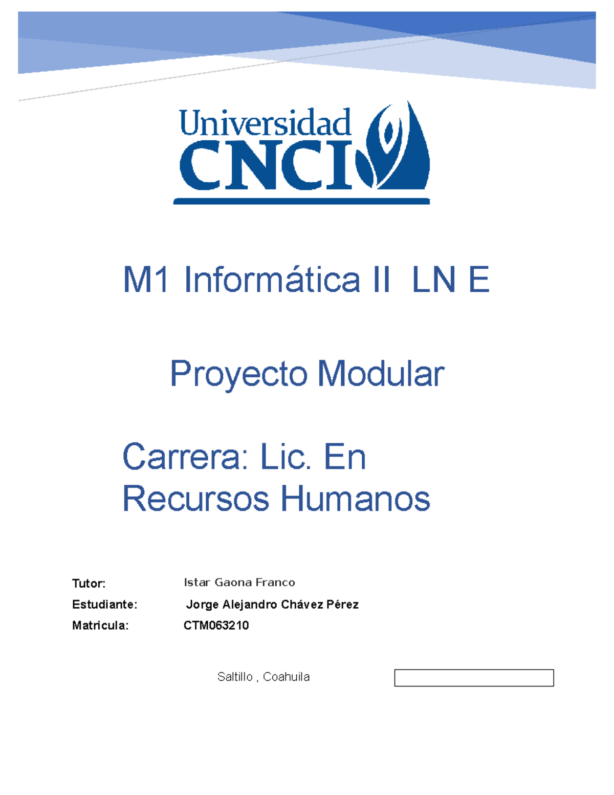 M1 Informatica II LN E Portada E Introduccion A Este Trabajo - Saltillo ...