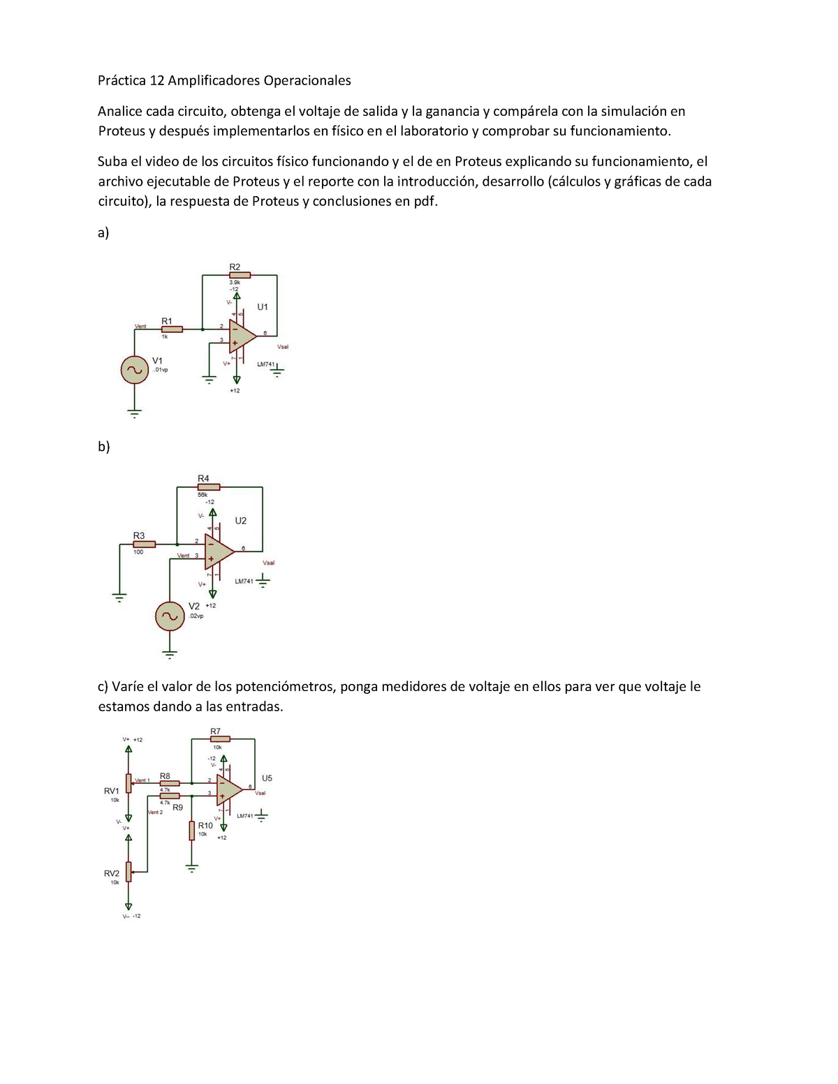 Practica 12 Amplificadores Operacionales - Práctica 12 Amplificadores ...