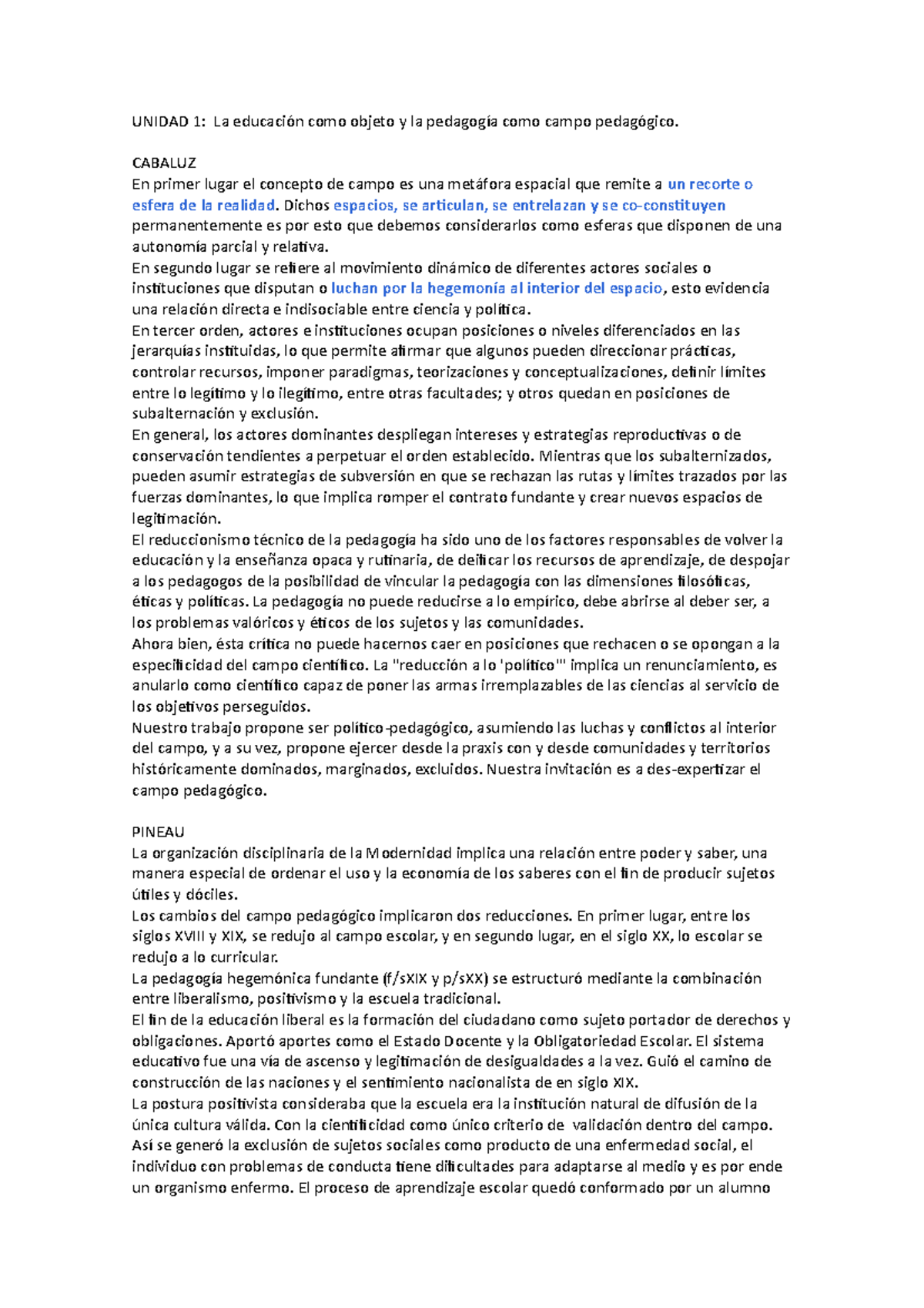 Pedagogía Unidad 1. : La educación como objeto y la pedagogía como ...