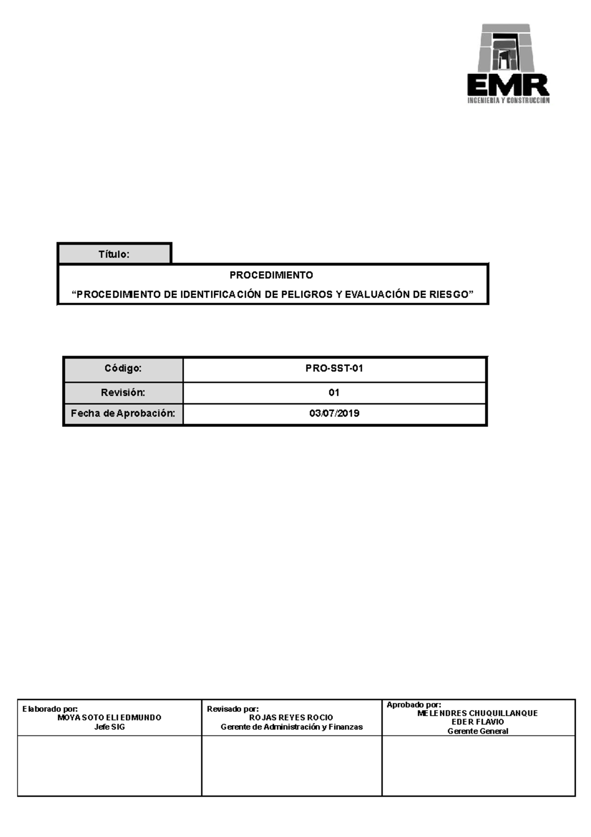 PRO-SST-01 - Procedimiento De Identificación De Peligros Y Evaluación ...