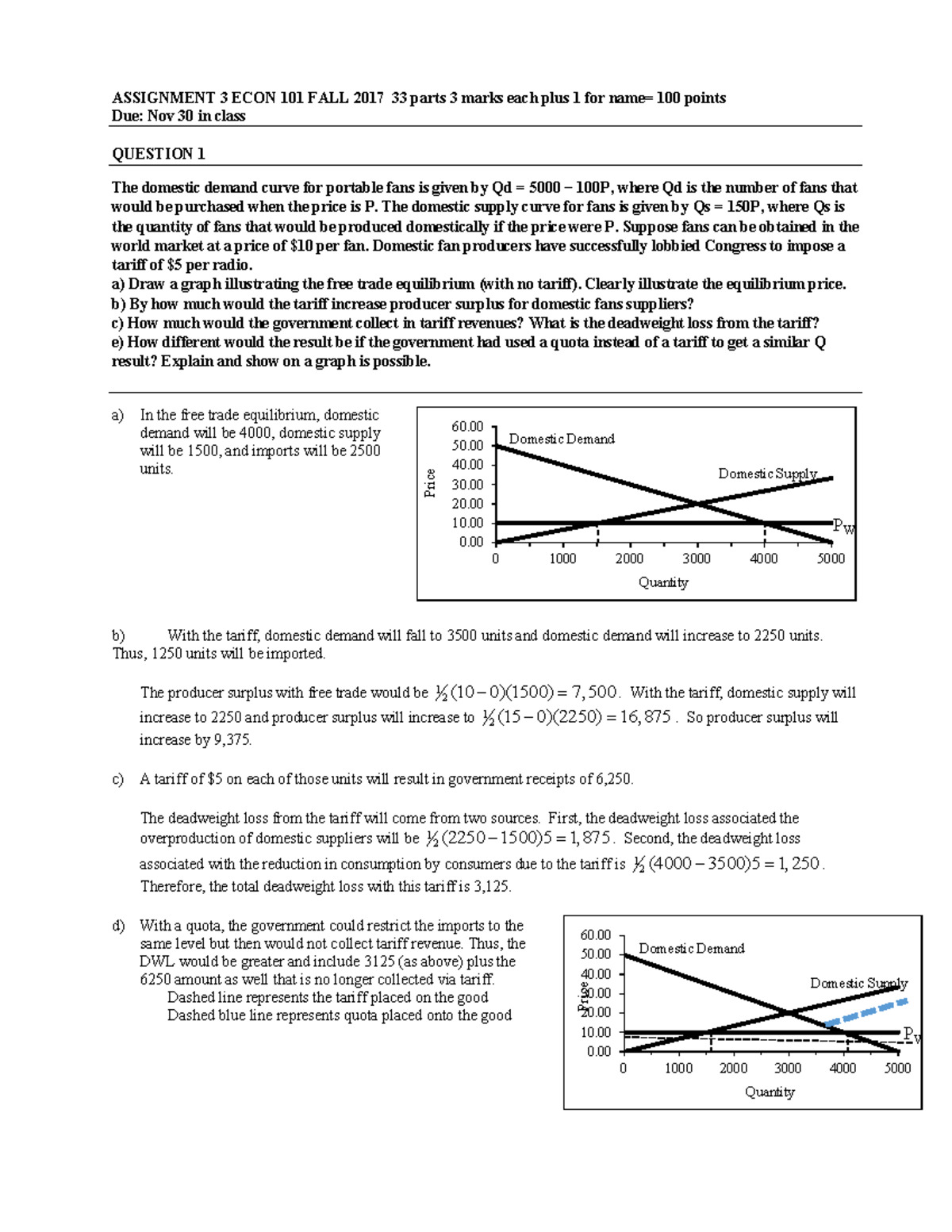 2017 Econ 101 assignment 3 solutions - ASSIGNMENT 3 ECON 101 FALL 2017 ...