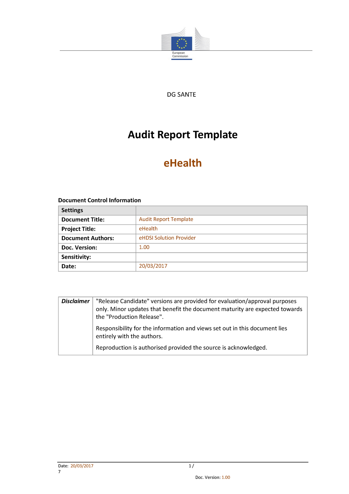 e health audit report template v1 date 20 03 2017 1 7 dg sante ehealth studocu cash flow from operating activities balance sheet