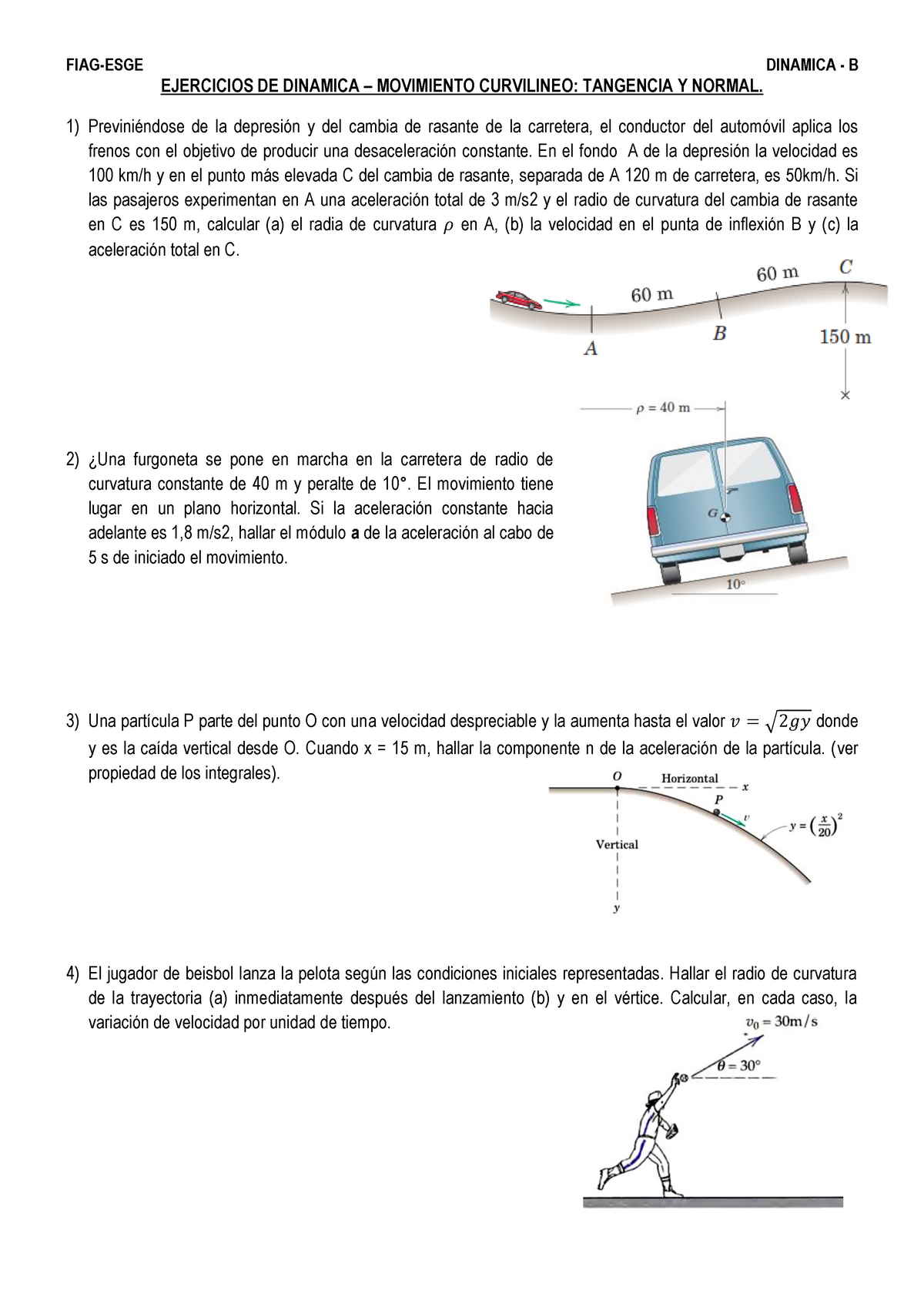 Practica N° 03-B - Para Resolver - FIAG-ESGE DINAMICA - B EJERCICIOS DE ...