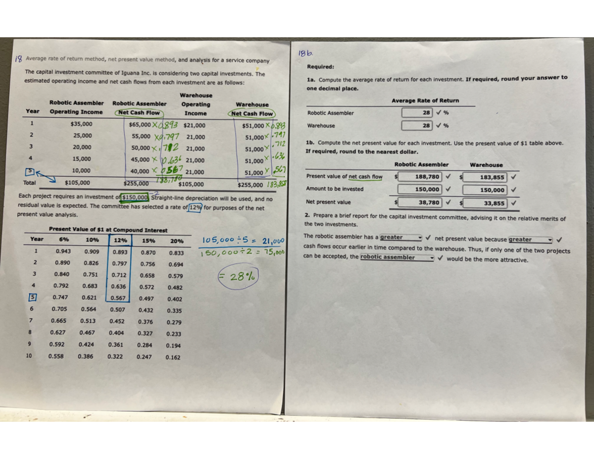 18 - Chapter 26: Capital Investment Analysis - Part 3 - ACCT 2402 - Studocu