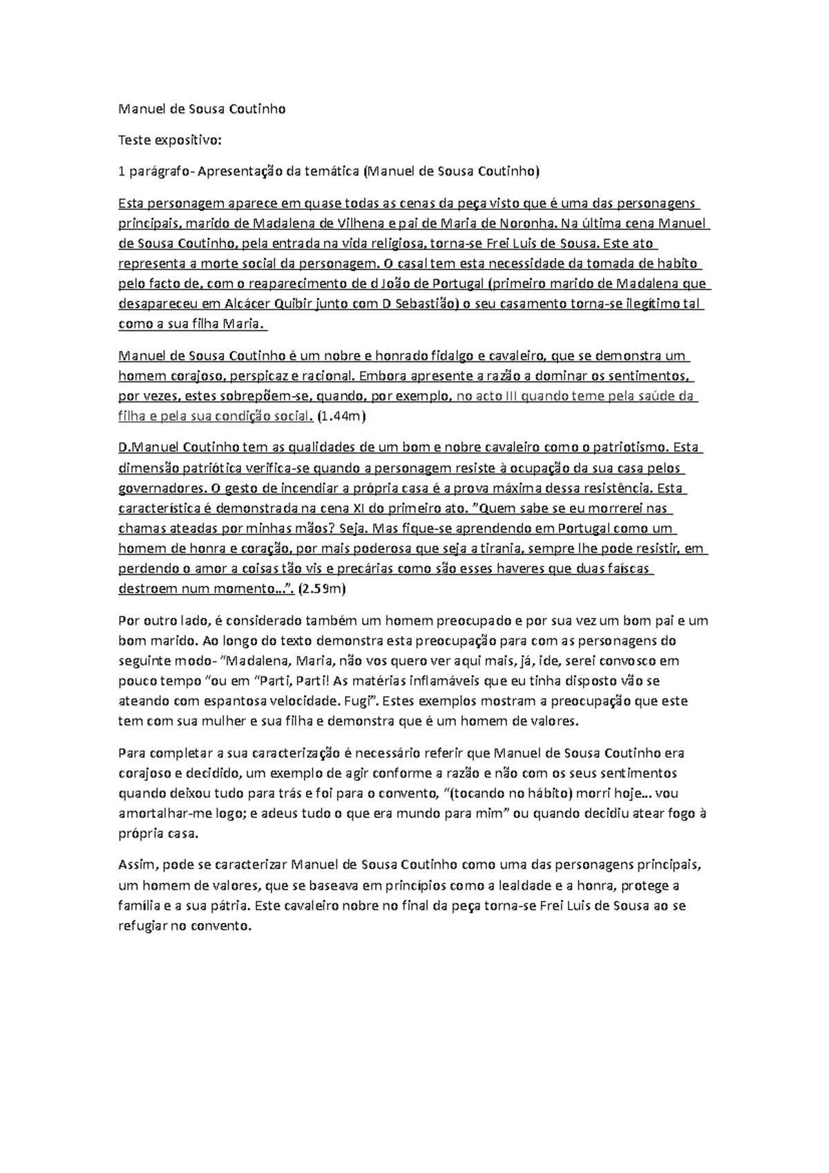 Texto expositivo sobre Manuel de Sousa Coutinho Manuel de Sousa Coutinho Teste expositivo 1