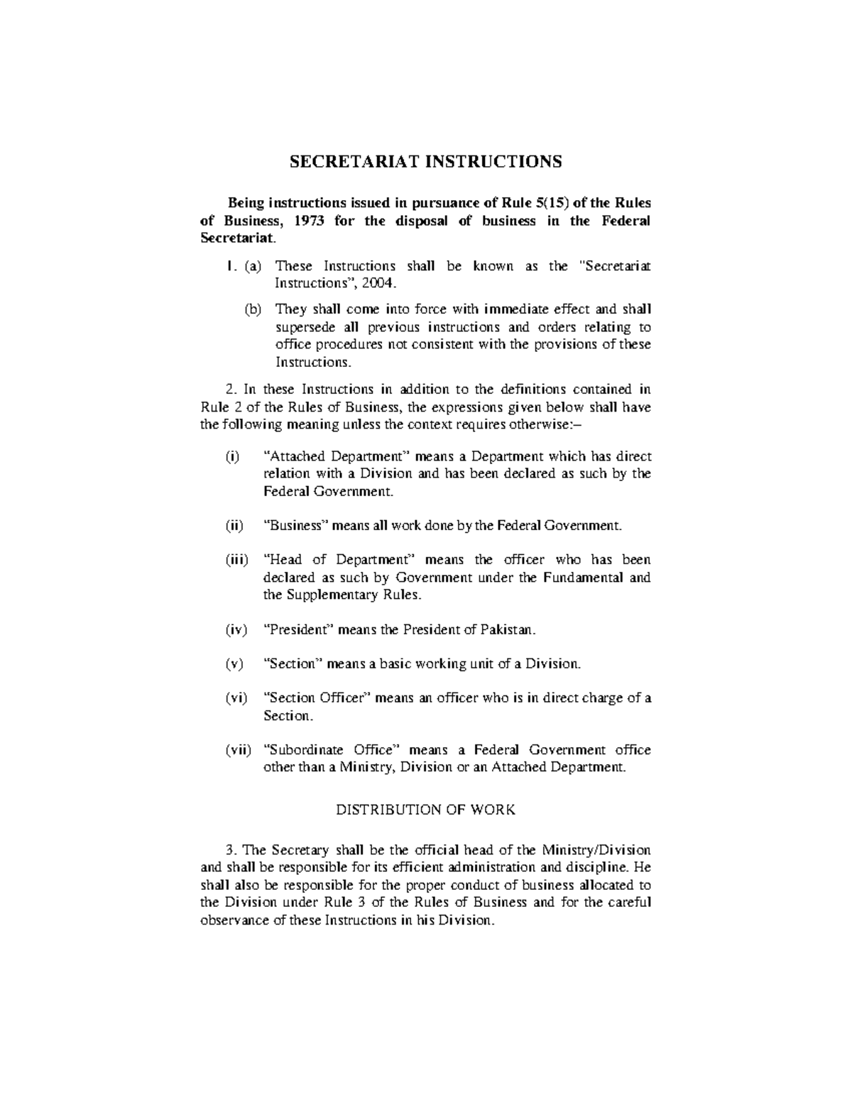 Secretariat Instructions - Group Research - Studocu