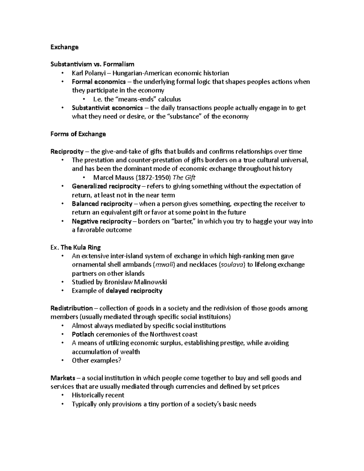 3.2 Exchange Notes - Exchange Substantivism Vs. Formalism - Karl 