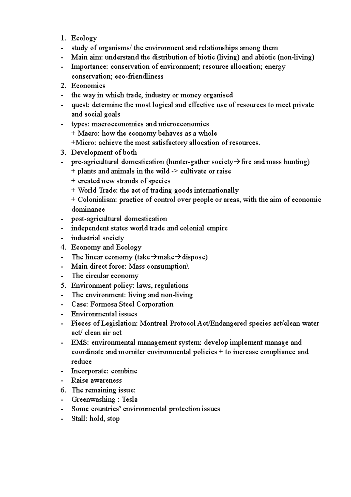 Ecology and Economy - Ecology study of organisms/ the environment and ...