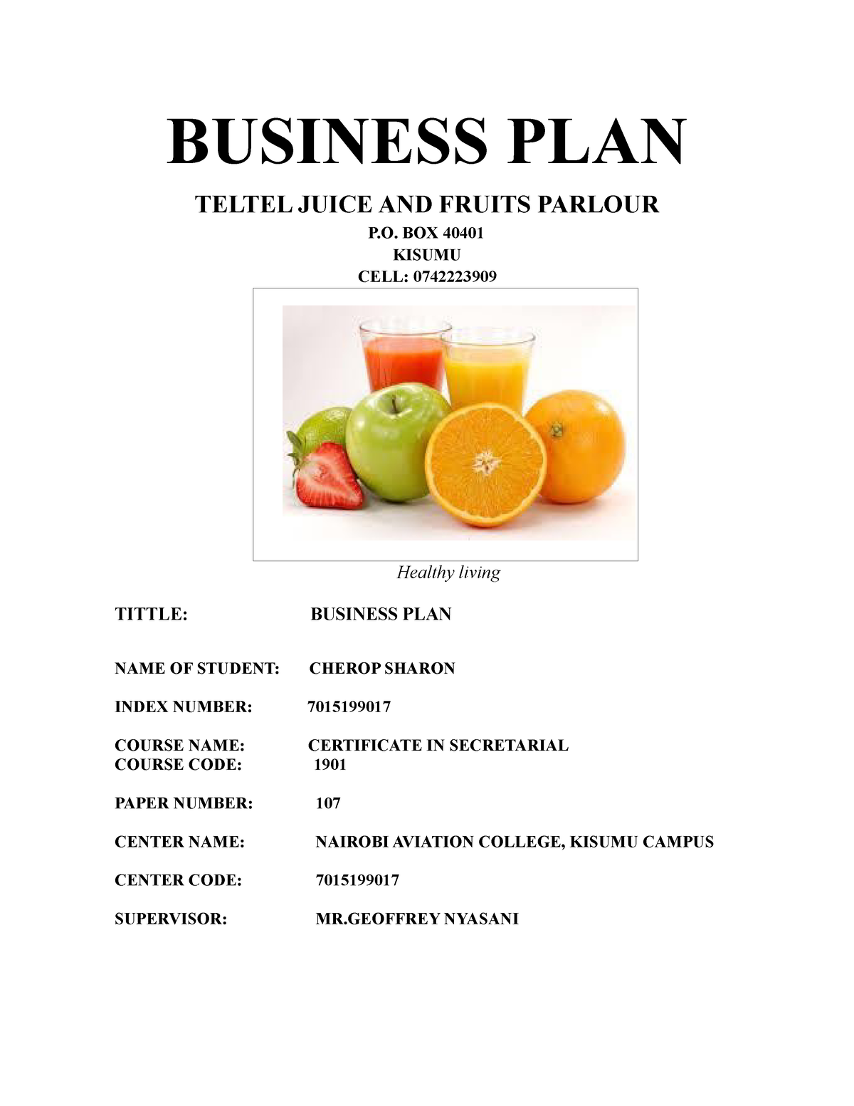 fruit juice bar business plan