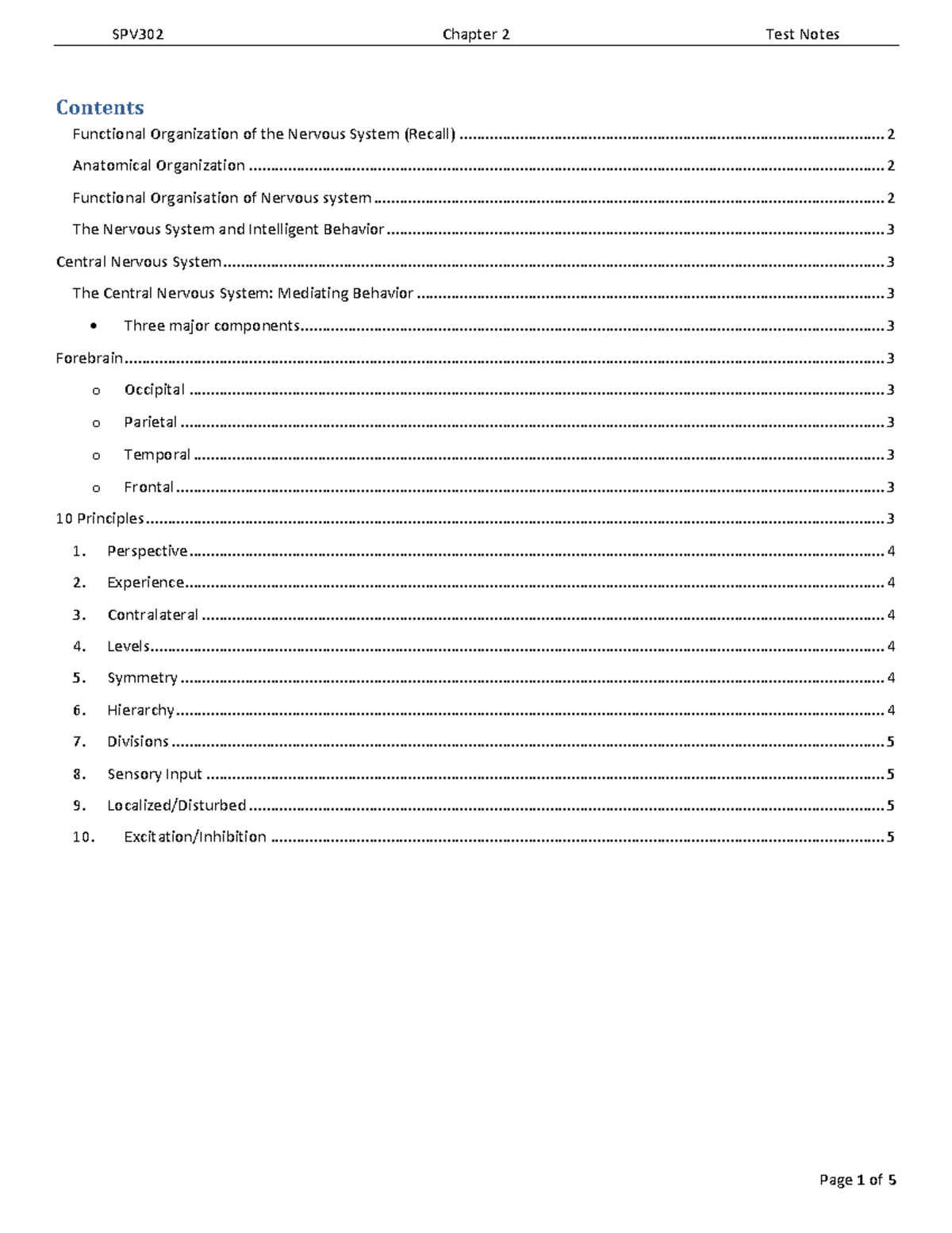 Chapter 2 notes - Functional Organization of the Nervous System (Recall ...