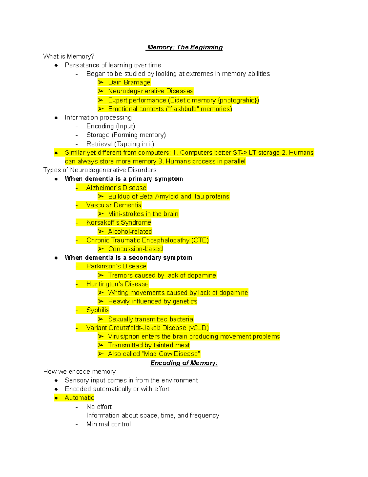 Memory (NW) Chapter 9 - Professor Smith - Memory: The Beginning What is ...