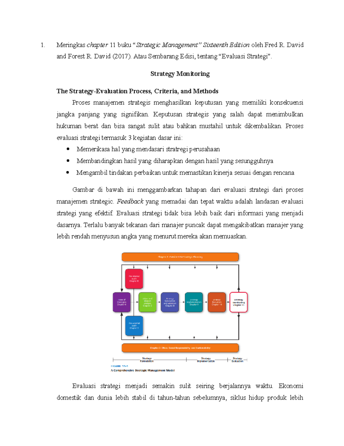 Tugas 13 Manajemen Stratejik A1 - Meringkas Chapter 11 Buku “Strategic ...