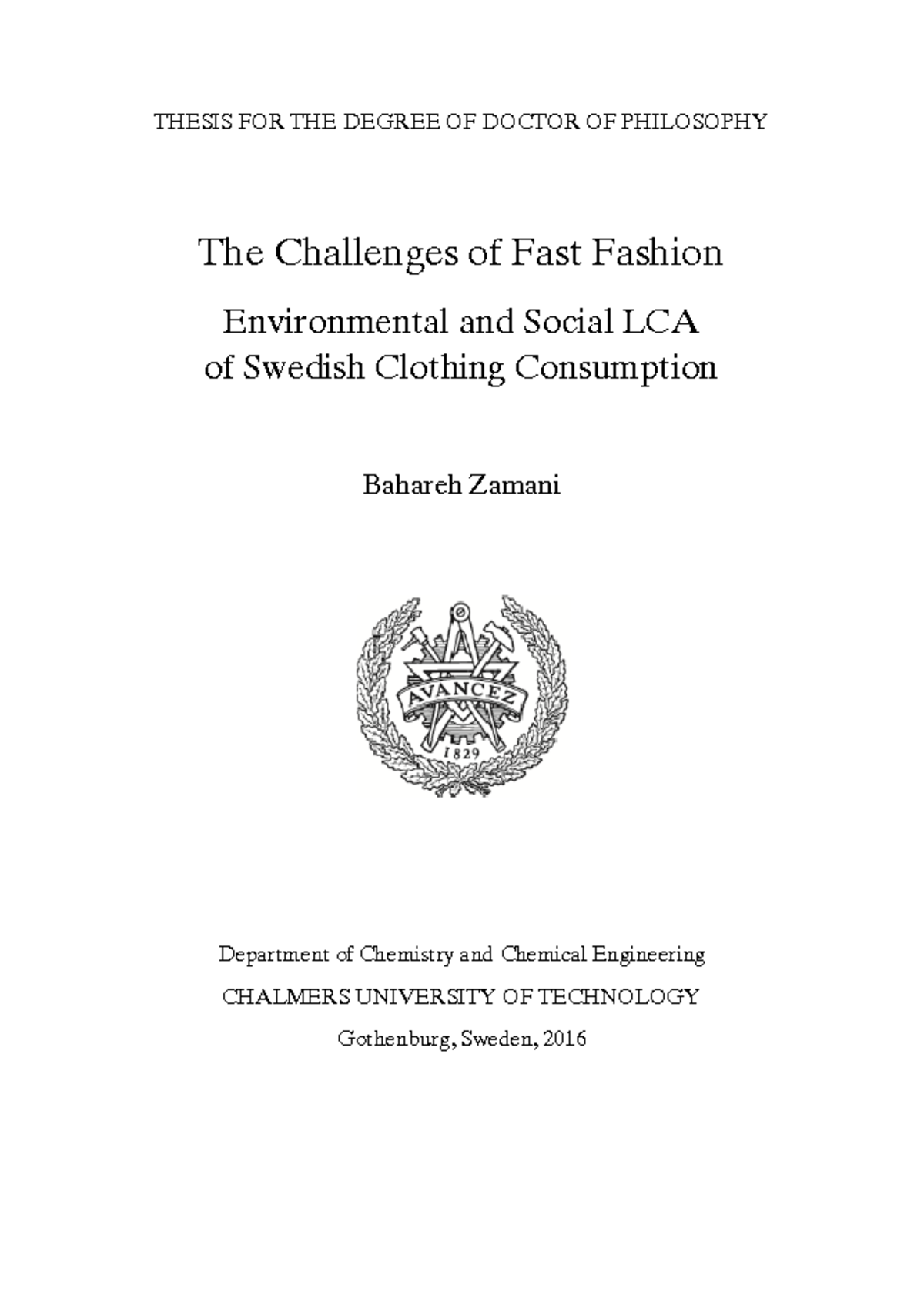 Fast Fashion Article - THESIS FOR THE DEGREE OF DOCTOR OF PHILOSOPHY ...