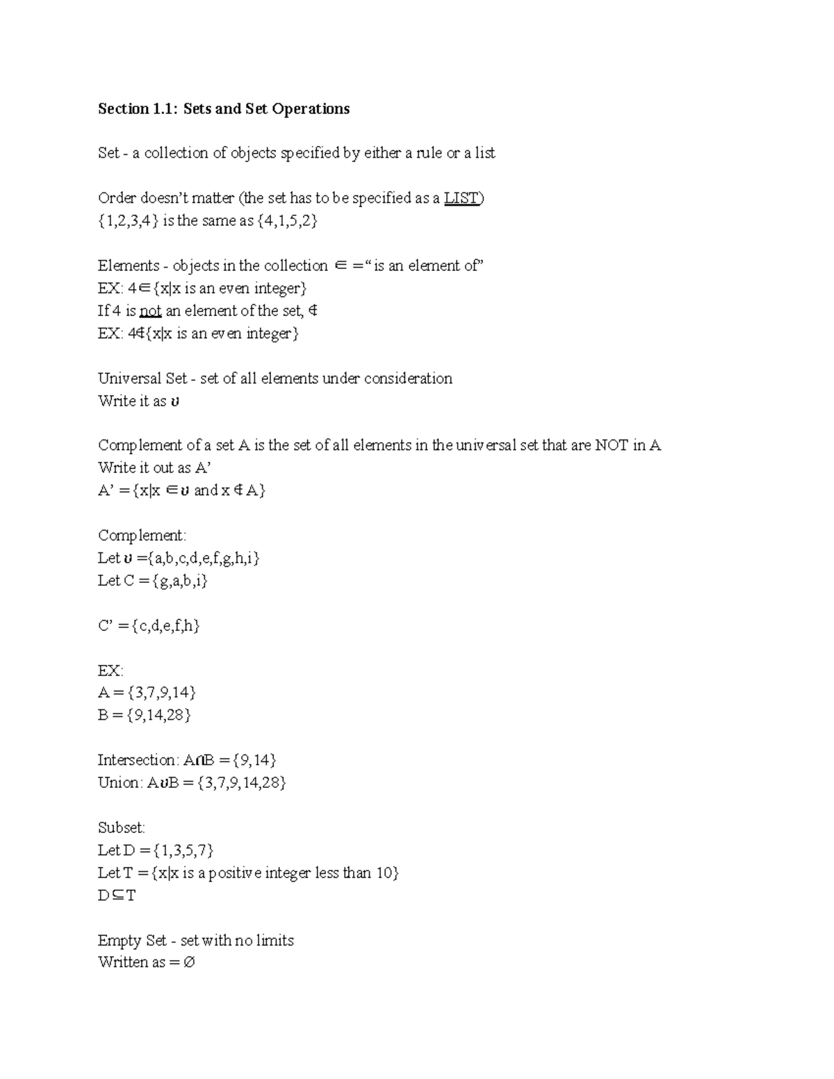 Finite Chapter 1 Notes Math M 118 Iu Bloomington Studocu