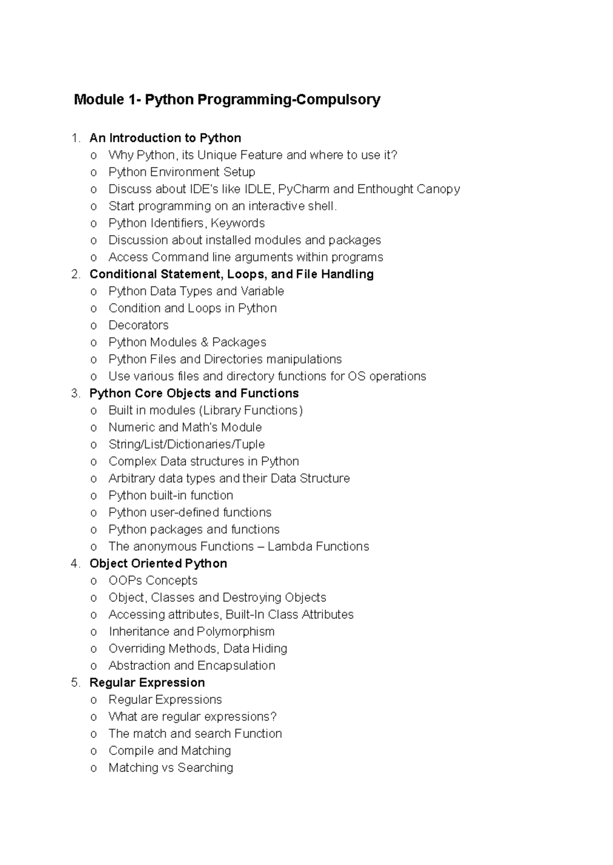 Python Full stack syllabus - Module 1- Python Programming-Compulsory 1 ...