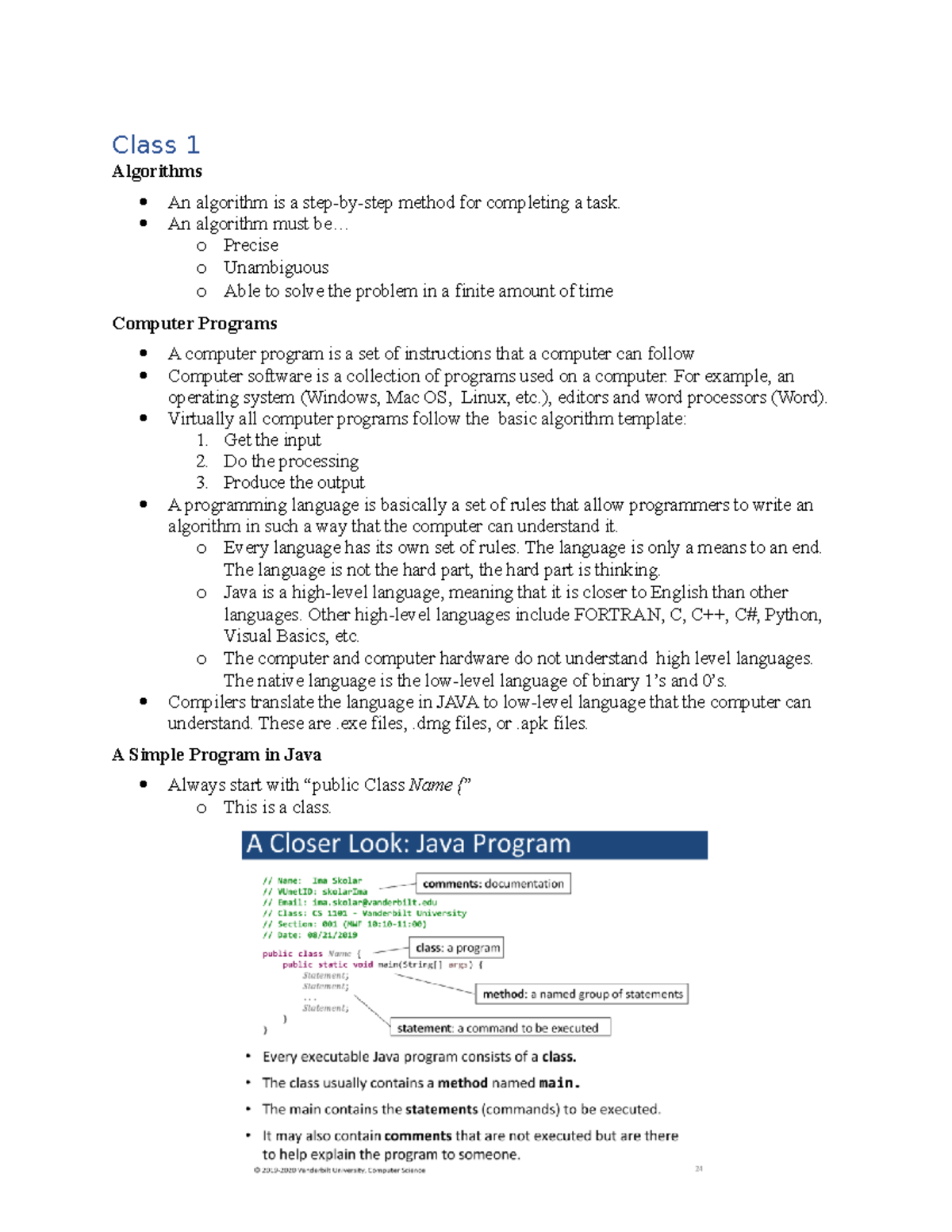 Notes - Algorithms An algorithm is a step-by-step method for completing ...