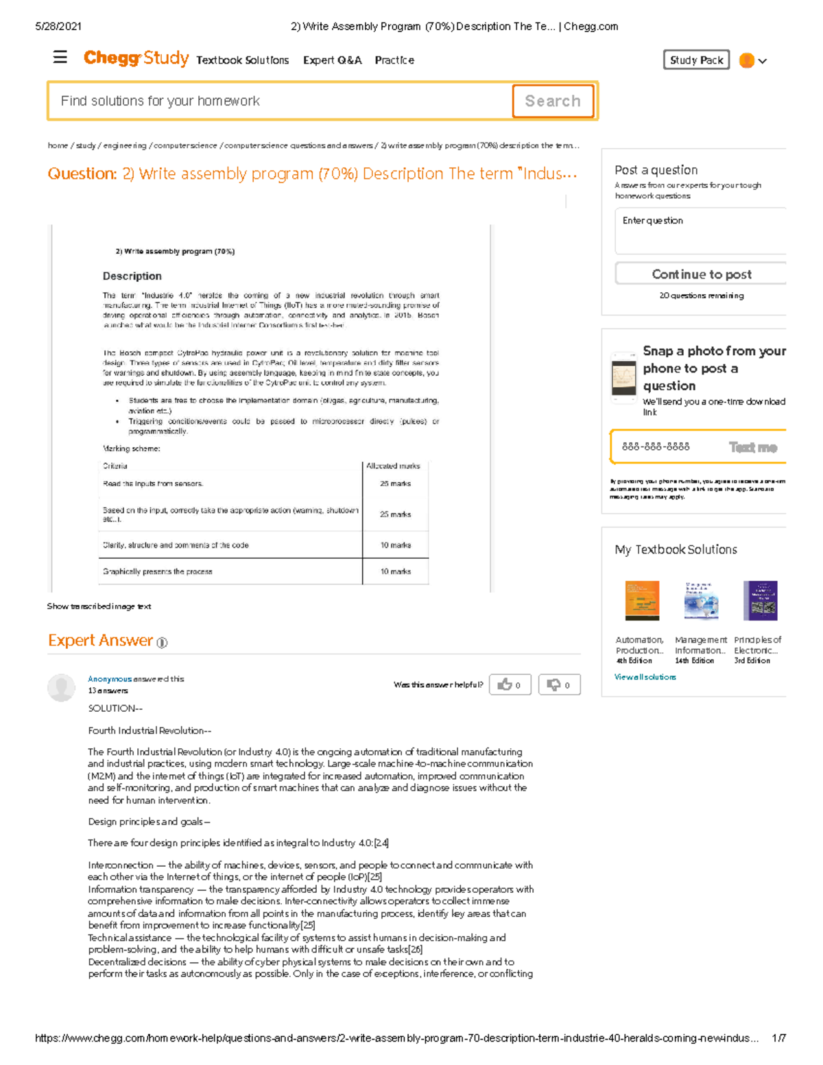 2) Write Assembly Program (70%) Description The Te... Chegg - Was this  answer helpful? 0 0 home / - StuDocu