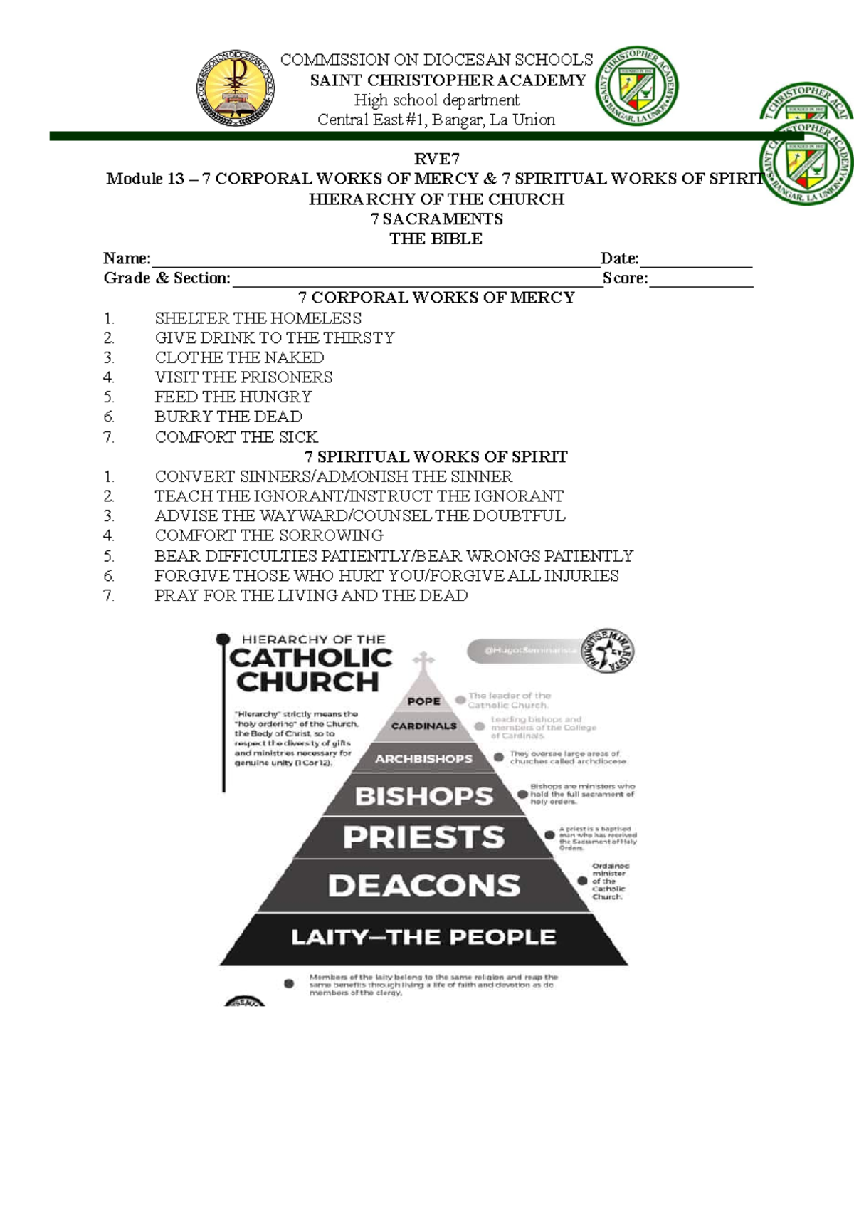 CLE Grade 7 Module 13 - The religion - COMMISSION ON DIOCESAN SCHOOLS ...