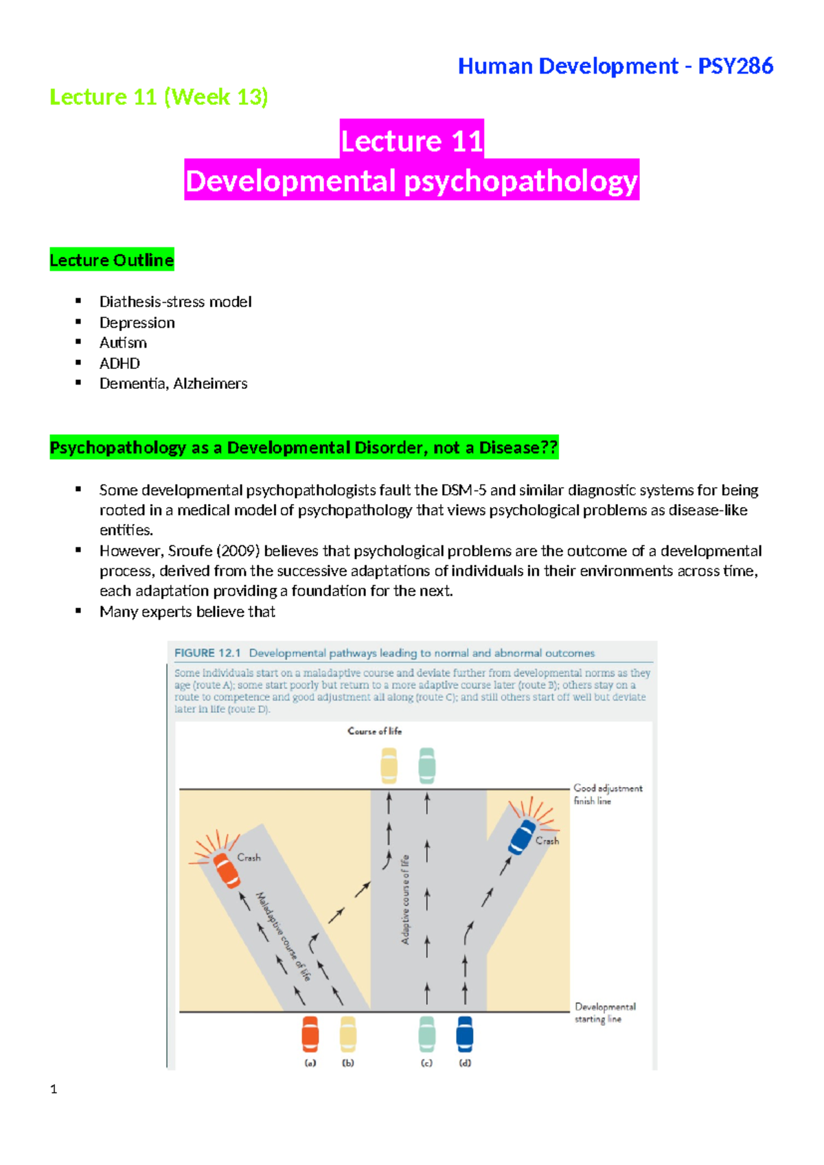 L11 - Developmental psychopathology - Human Development - PSY Lecture ...