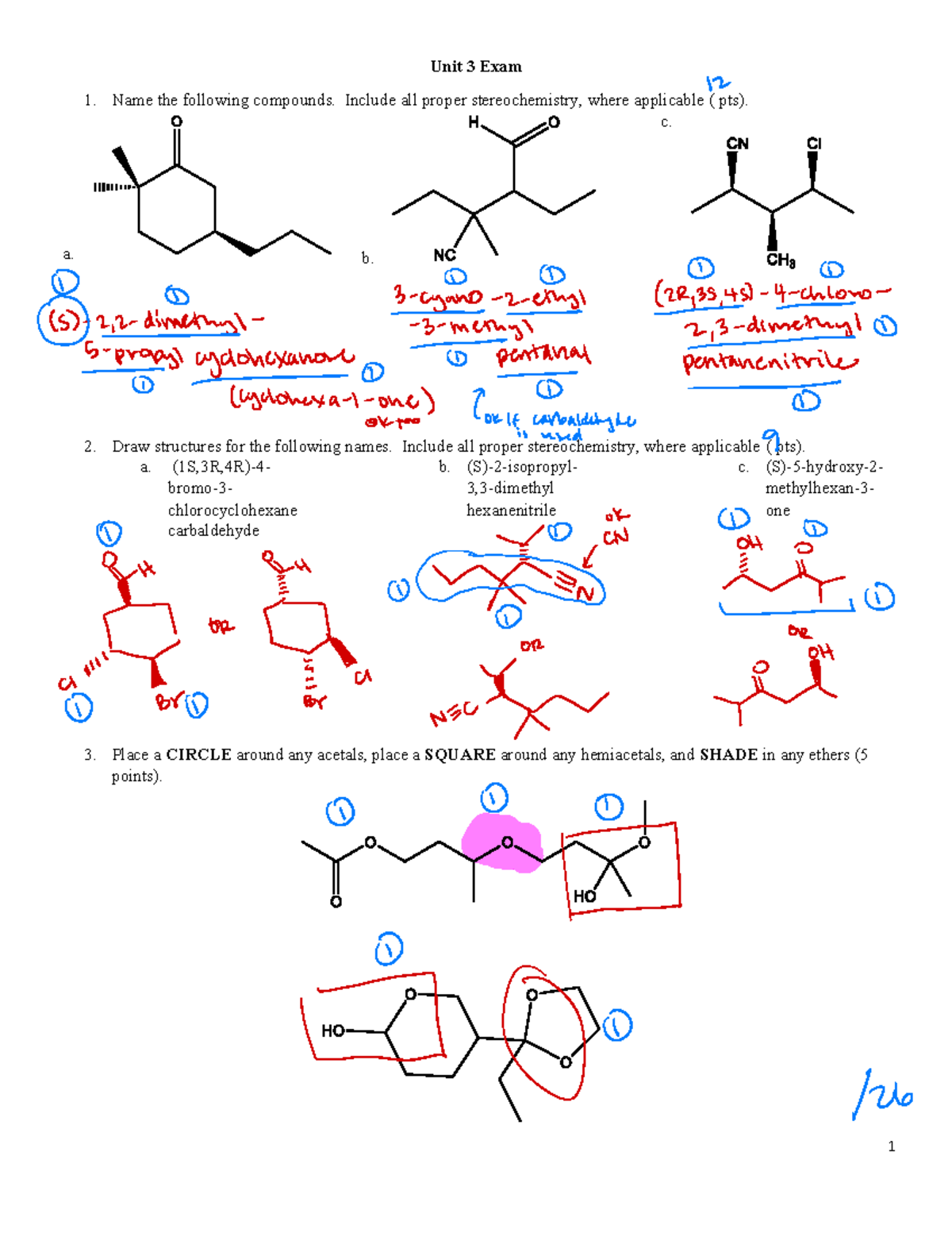 Unit 3 Exam key - This is the unit 3 exam key for organic chemistry 2 ...