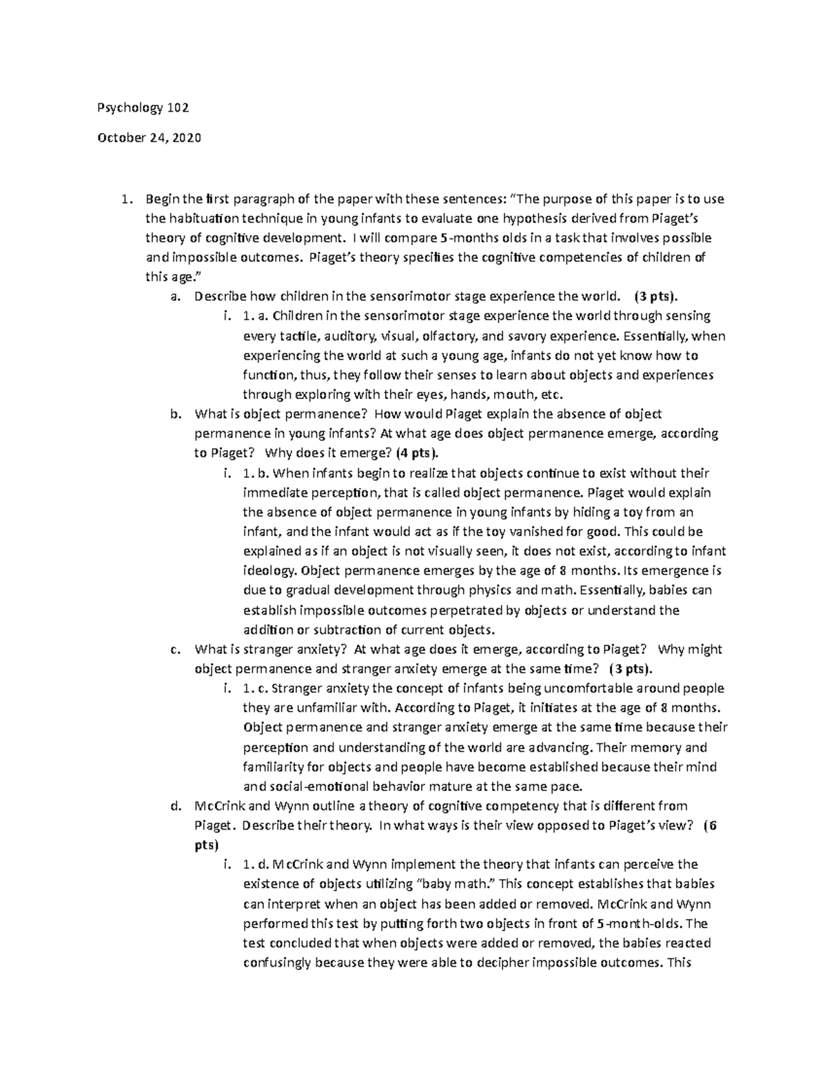 Fun Paper #2 Draft - Robert Melara - Psychology 102 October 24, 2020 ...