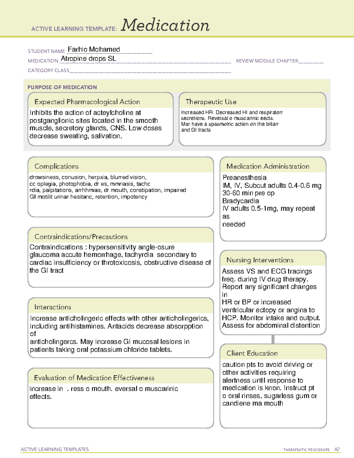 Atropine drops SL - ACTIVE LEARNING TEMPLATES TherapeuTic procedure A ...