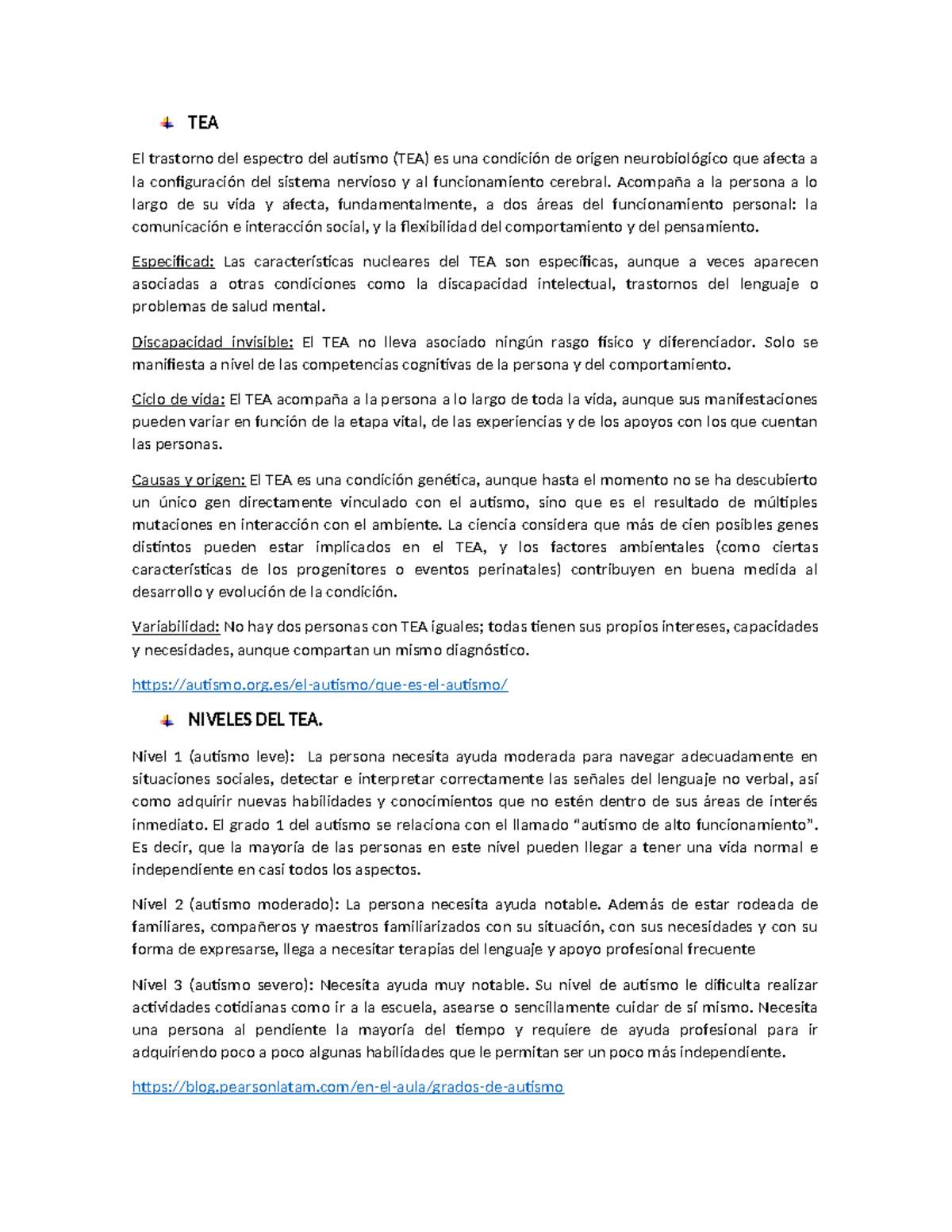 Referencias - TEA El trastorno del espectro del autismo (TEA) es una ...
