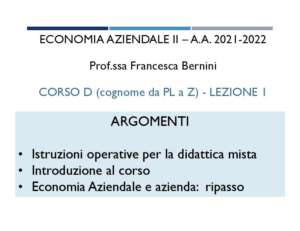 Piano Di Studi Economia Aziendale Unipi