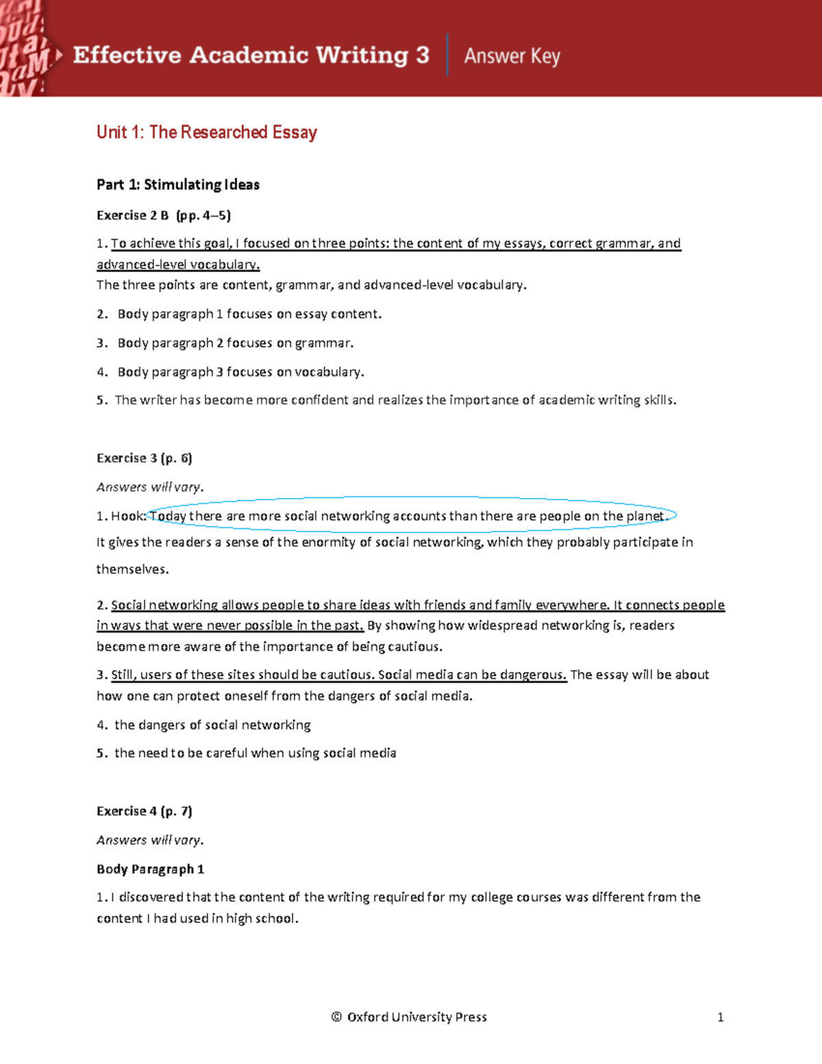 EAW3 answerkey Effective Academic Writing 3 Answer key will help your