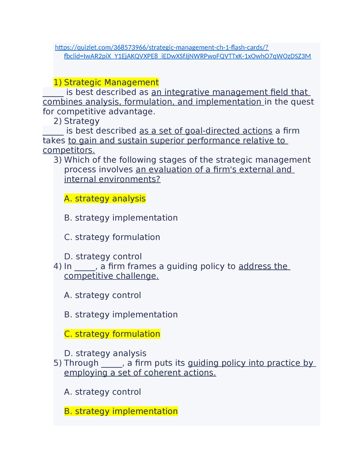 Chap 1 - Chapter 1 - Quizlet/368573966/strategic-management-ch-1-flash ...