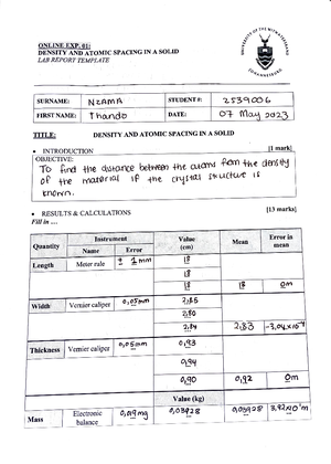 Experiment 2 May 2023 - ON LIN E EXP. 02: THE SIMPLE PEN DULUM LAB ...
