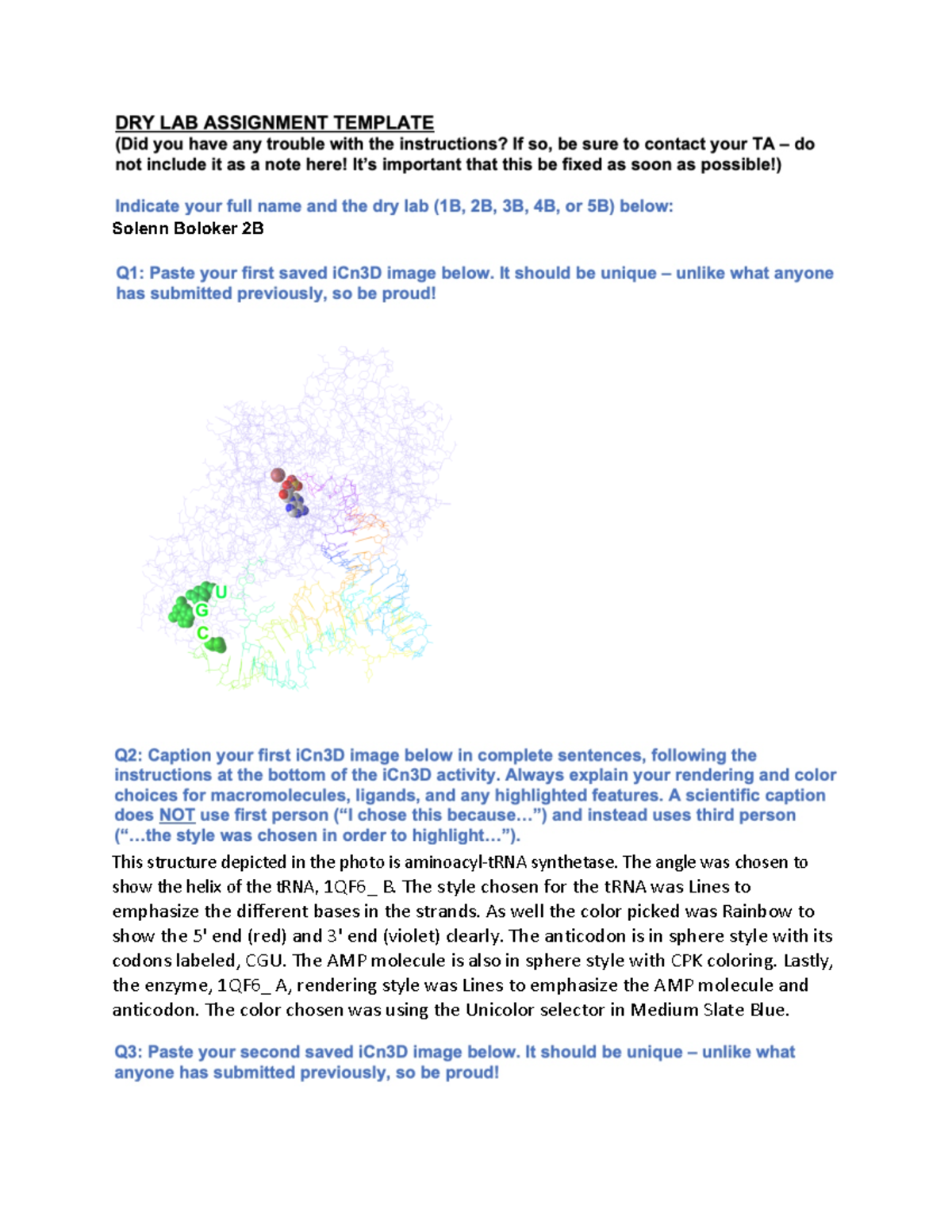 Dry lab 2B - Solenn Boloker 2B This structure depicted in the photo is ...