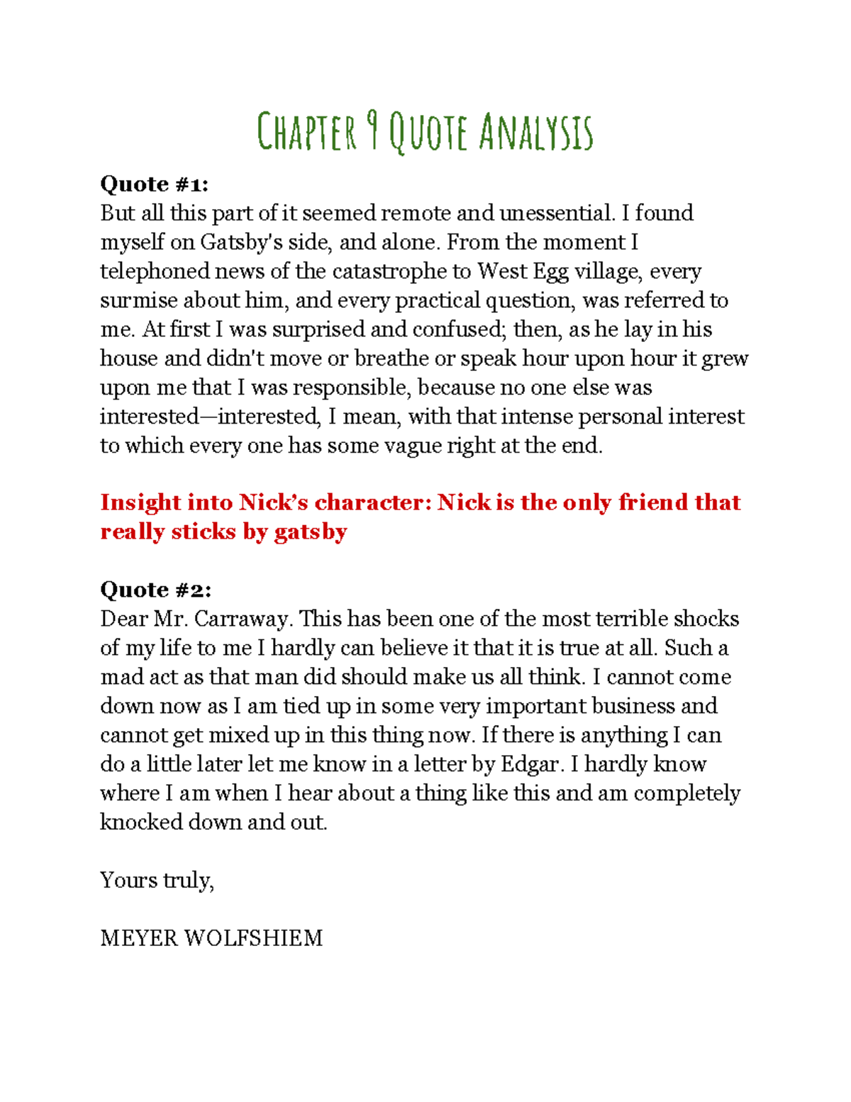 Copy of Chapter 9 Quote Analysis Chapter 9 Quote Analysis Quote 1