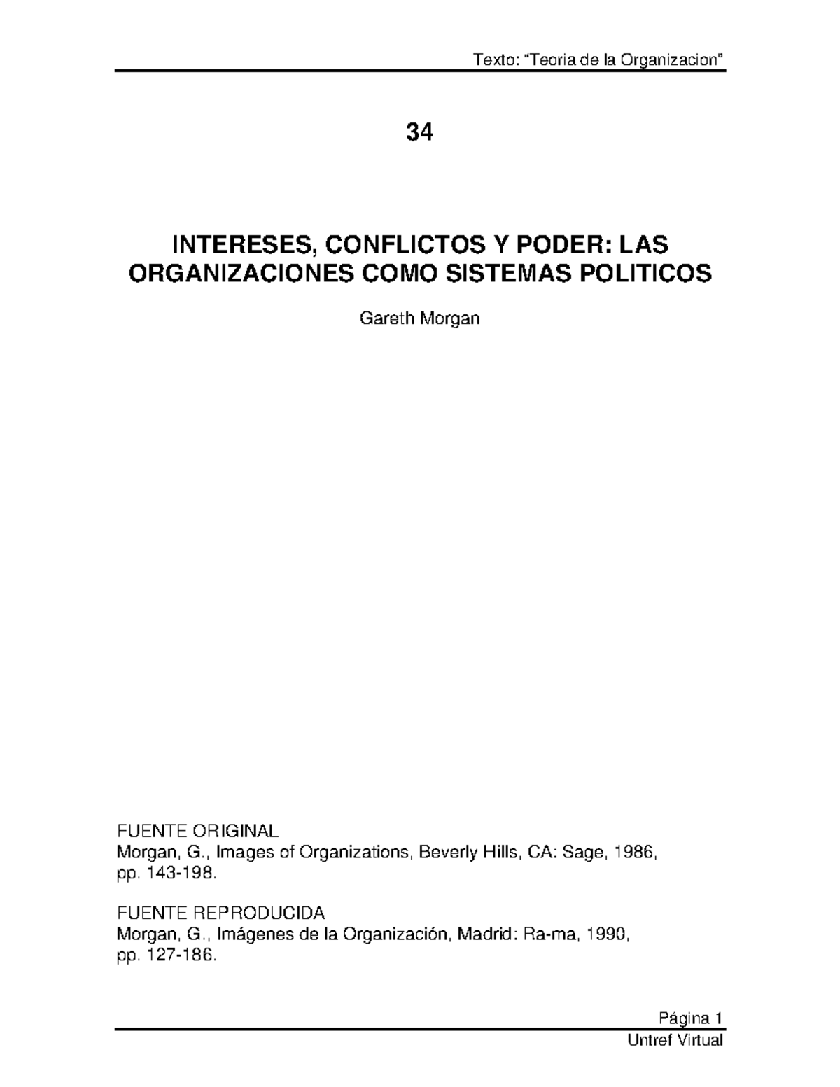 34 Teoria De La Organizacion 34 Intereses Conflictos Y Poder Las