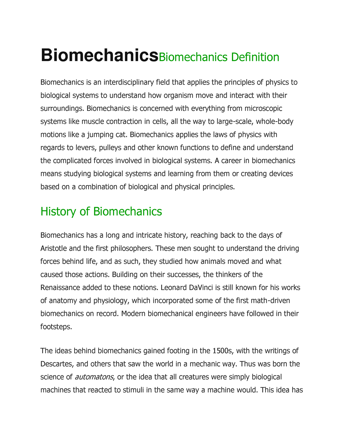 Biomechanics Biomechanics Definition - BiomechanicsBiomechanics ...