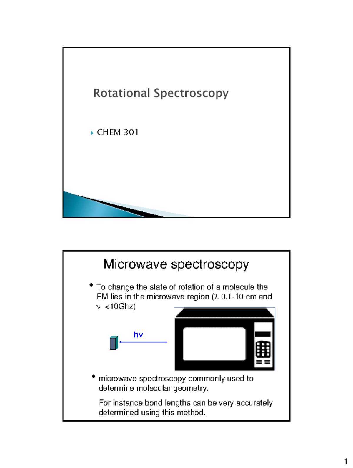 L13b Rotational Spectroscopy CHEM 301 Microwave spectroscopy
