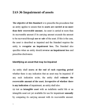 Impairment Clarification - IMPAIRMENT ISSUE number 1: Valuation of ...