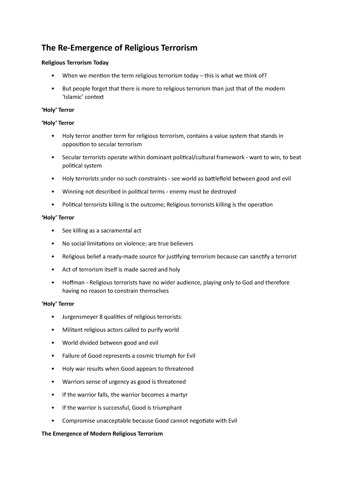 essay on religious terrorism