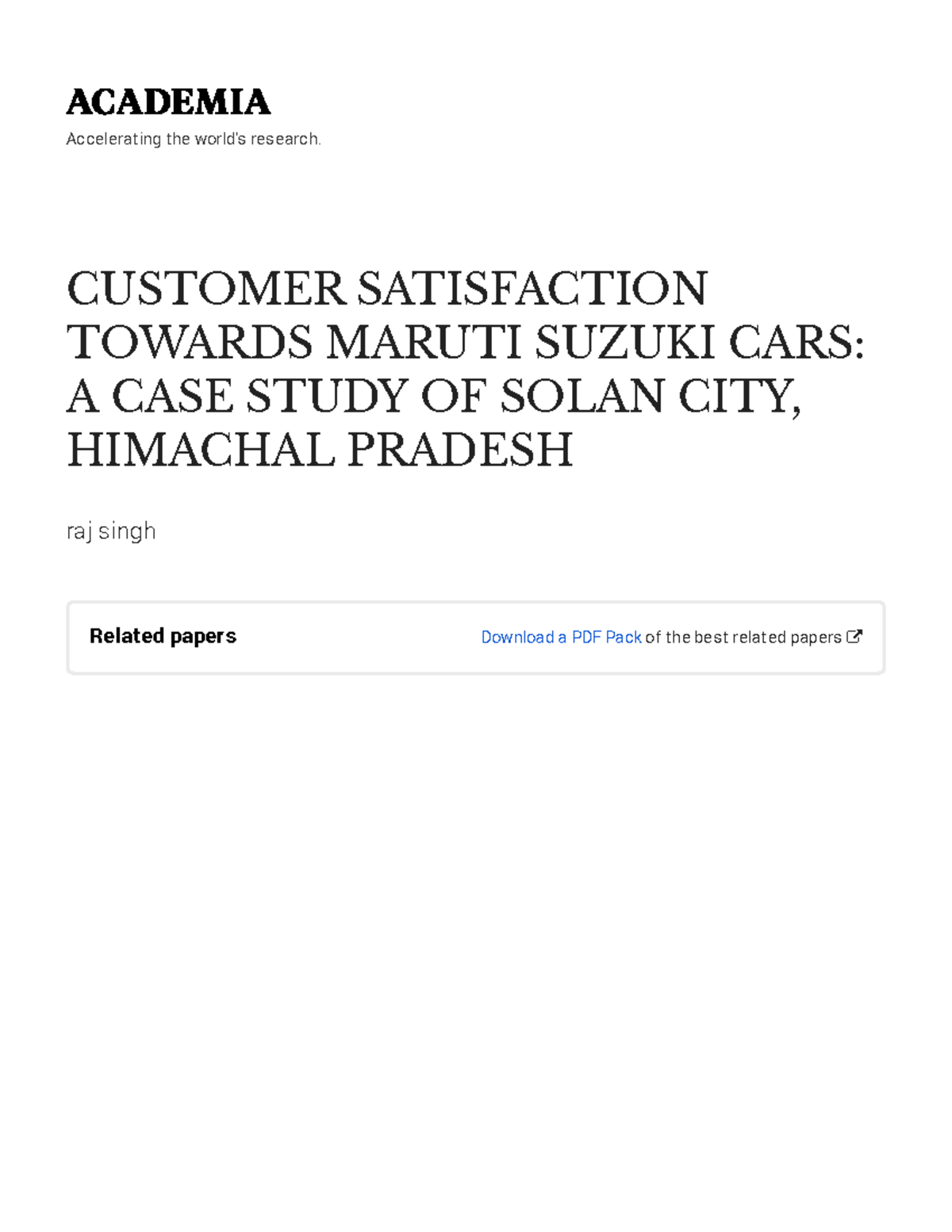 literature review of customer satisfaction in maruti suzuki